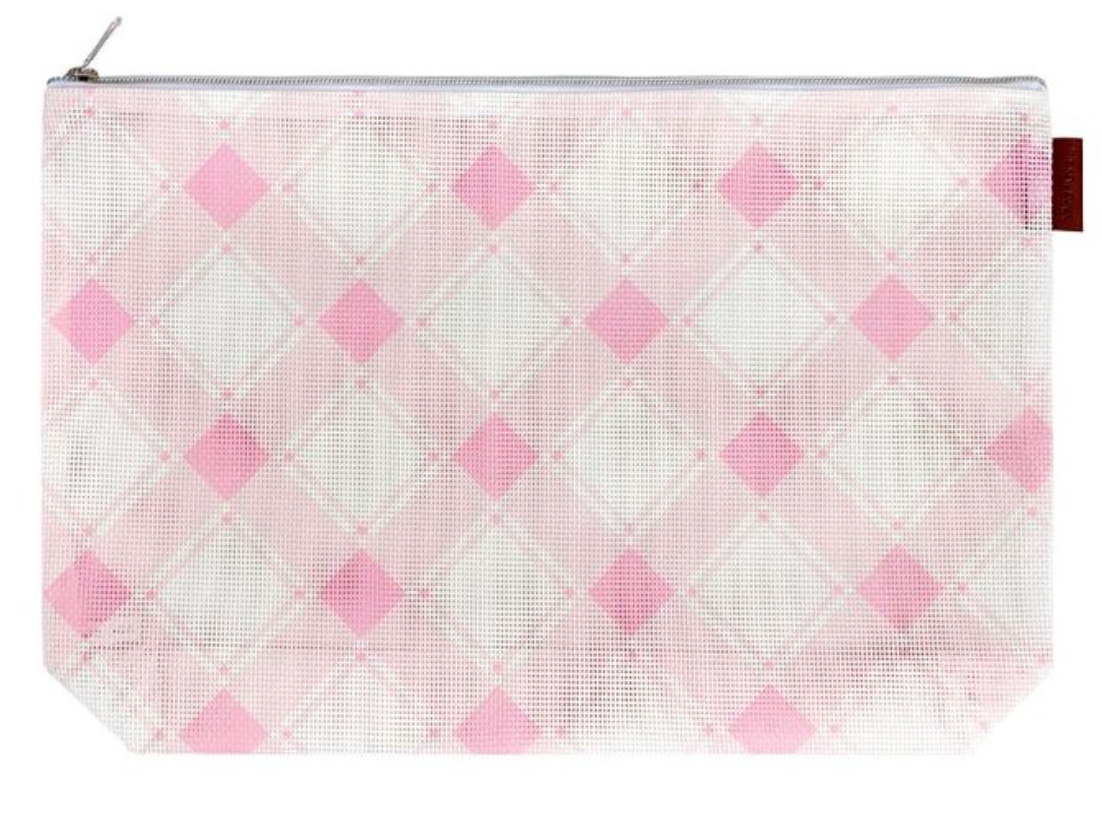 Large Canvas Plaid Bag - 11 x 16 - Pink